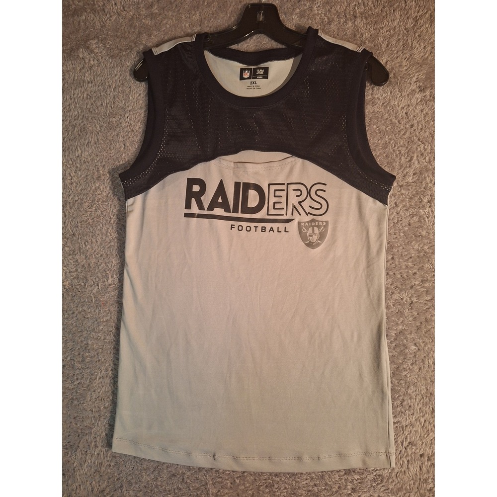 NFL Team Apparel Las Vegas Raiders TankTop Grey Black Mesh Yoke Womens 2XL G-III